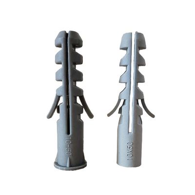 8 * 40mm Mở rộng bằng nhựa Neo cắm tường màu xám Cứng nhắc